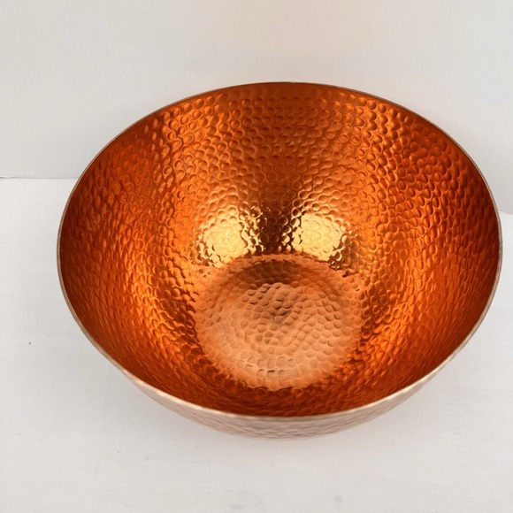 Hammered Rose Copper Plated Aluminum Bowl 10" x 5" - Picture 3 of 8